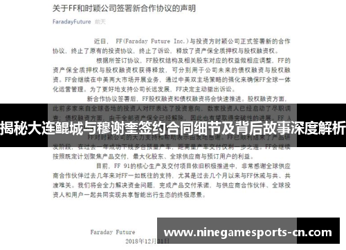 揭秘大连鲲城与穆谢奎签约合同细节及背后故事深度解析