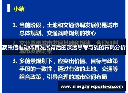 蔡崇信推动体育发展背后的深远思考与战略布局分析